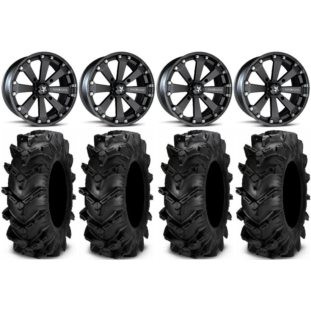 MSA Black Kore 14" ATV Wheels 30" Cryptid Tires Arctic Cat TBX TRV MudPro