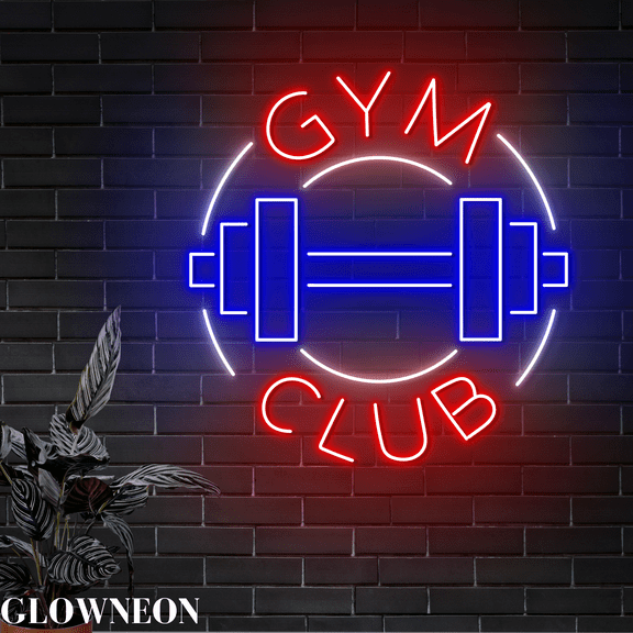 Glowneon Gym Club Neon Signboard, Fitness Room Led Sign Wall Hanging