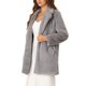 thumbnail image 4 of Abrigo de piel sintética con solapa INSPIRE CHIC para mujer, chaqueta cálida y difusa de invierno con bolsillos, talla XS, gris, 4 of 6