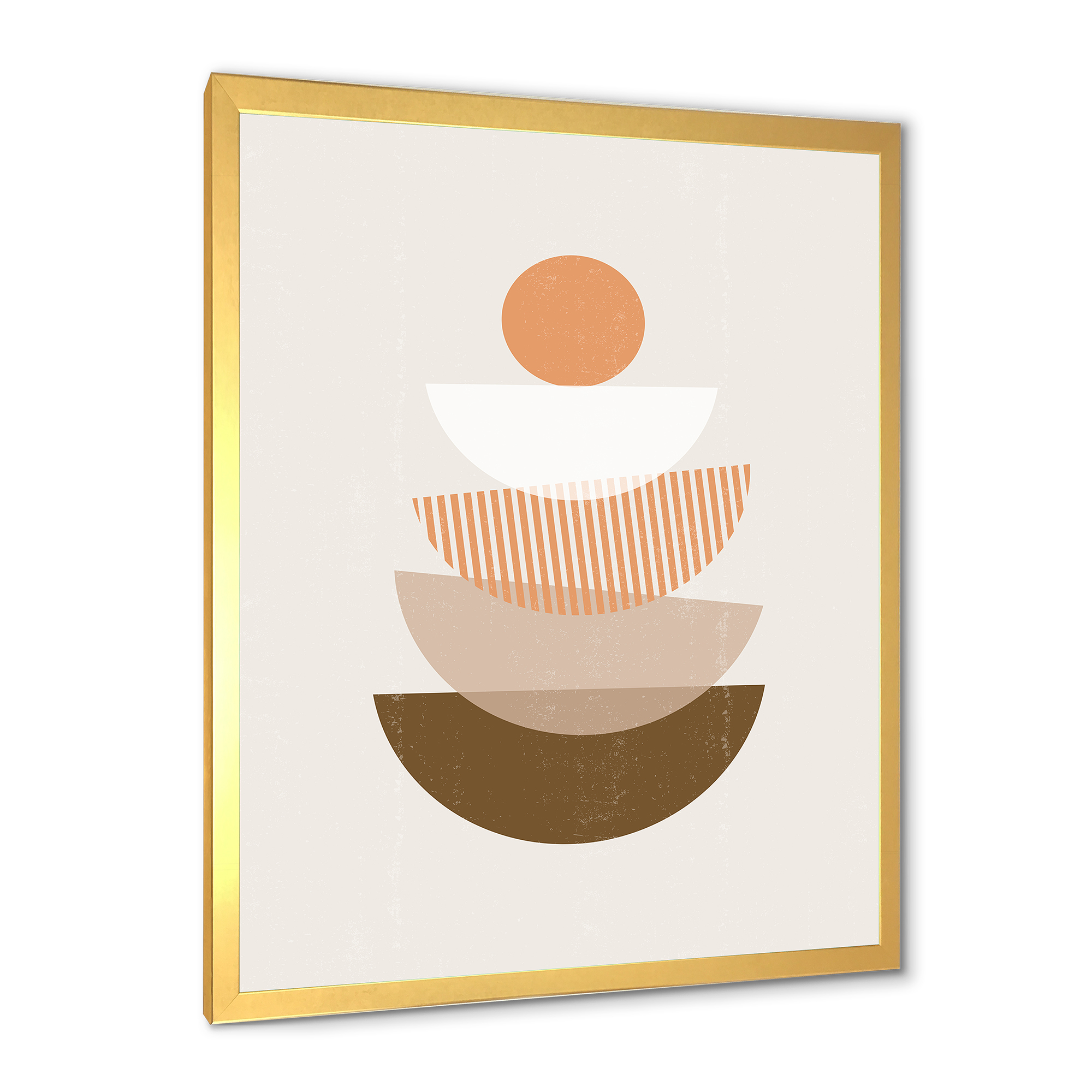 Designart 'Abstract Moon and Sun Geometrics In Terracotta I' Modern Framed Art Print