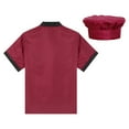 thumbnail image 4 of Zaldita Unisex Short Sleeve Chef Coat Jacket with Hat Button Restaurant Kitchen Chef Uniform Burgundy 4XL, 4 of 6
