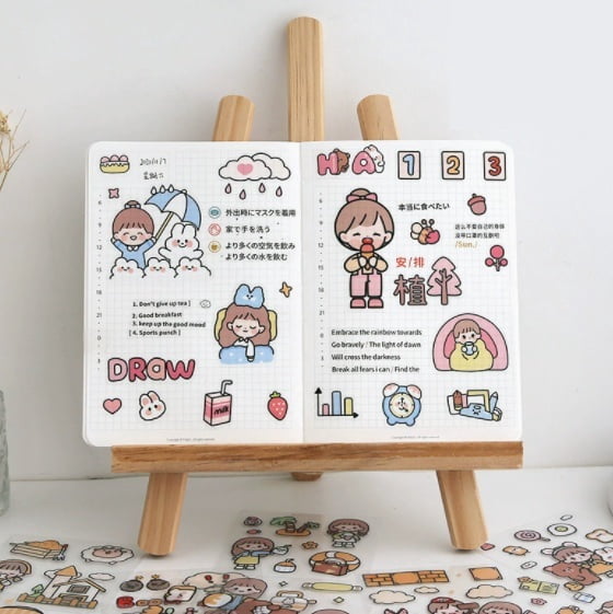 2 pieces/200 sheets - Waterproof stickers for journals, girly journals, thermos cups, stickers