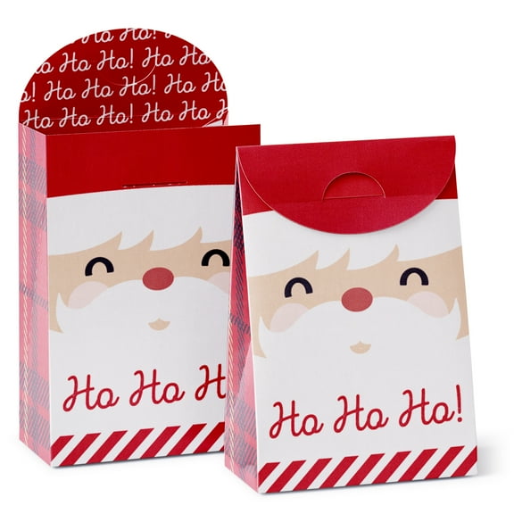 Big Dot of Happiness Jolly Santa Claus - Christmas Gift Favor Bags - Party Goodie Boxes - Set of 12