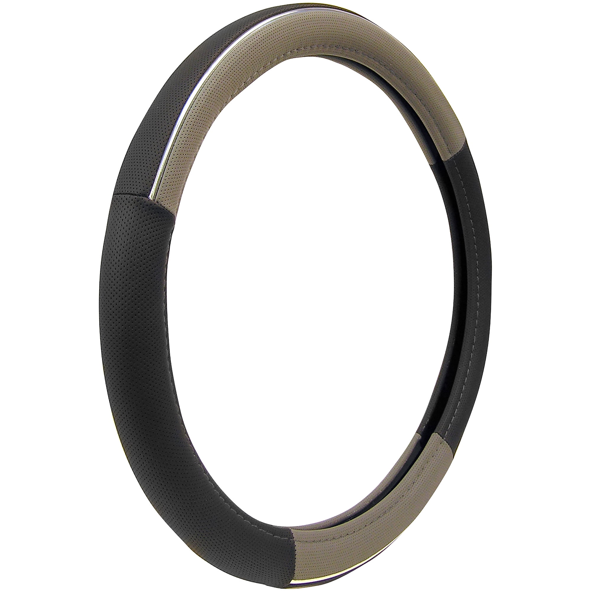 Auto Drive Steering Wheel Cover Black Grey Chrome Com