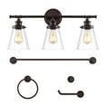 thumbnail image 3 of JONATHAN Y Hollis 23.75" 3-Light Traditional Farmhouse Vanity Light with Bathroom Hardware Accessory Set, Oil Rubbed Bronze (5-Piece), 3 of 10