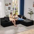 thumbnail image 4 of Hobestluk 108" L-Shape 3 Seat Modular Sectional Sofa, Boneless Design with Oversized Chaise for Living Room, Right Facing, Black, 4 of 9