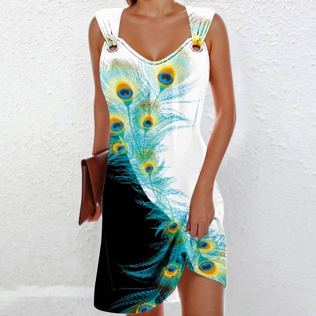 WILLBEST Robe Women Robe de Plage Mode Rayée Sans Manches Dos Nu Camisole Plage Mini