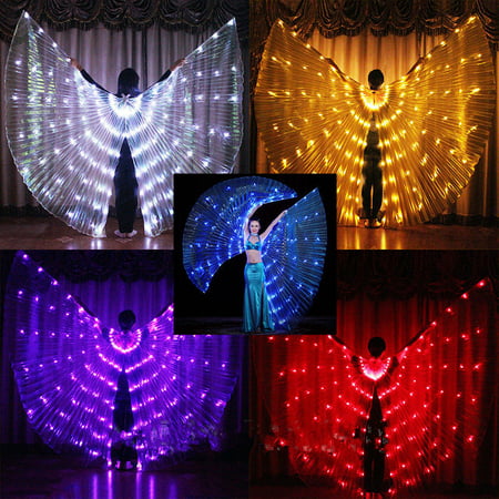 Rechargeable LED Isis Wings Belly Dance Cosplay Glow light Up Costume Sticks