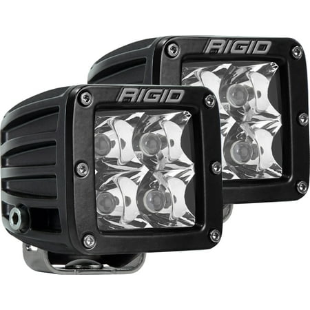 Solo Seat Rigid Mounting Rigid Industries 202213 D-Series Pro Spot Light; Surface Mount; Hybrid; 4 White LEDs; Black Square Housing; Set Of 2; ()