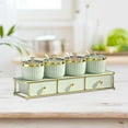 thumbnail image 6 of deevoka Seasoning Storage Box Kitchen Spice Bottle Set for Sugar Pepper Kitchen Counter light Green 4 grid, 6 of 9