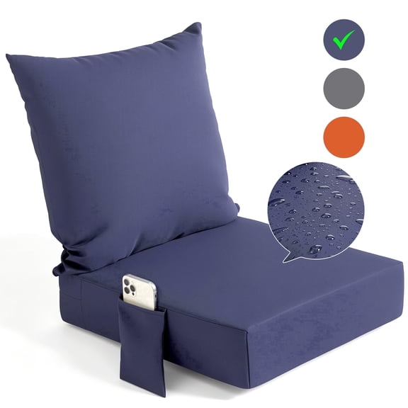 Biotree Outdoor Seat Cushions for Chairs,Waterproof Fade-Resistant Patio Furniture Chair Cushions Replacement with Removable Cover,Blue
