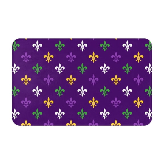 Bathroom Rugs Non Slip Washable - Purple Mardi Gras Kitchen Mats for Floor, Area Rugs for Entryway Rugs Indoor, Laundry Bathroom Room Door Rug with Rubber Backing 20x31.5in