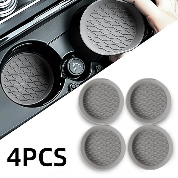 4 Silicone Car Cup Coasters - Non-Slip Car Cup Holders With Raised Edge To Prevent Spills, Universal Round Car Cup Mats - For Car Interior, Auto Cup Holders, Daily Use