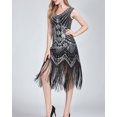 thumbnail image 3 of Vintage Antique Flapper Gatsby Inspired Sequin Beaded Shift Prom Dresses Black, 3 of 6