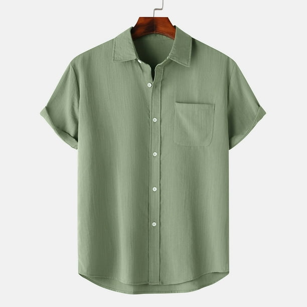 pstuiky camisetas de hombre, Camisa hawaiana informal de manga corta con cuello vuelto y botones para hombre ropa de hombre m