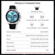 OLEVS Watches for Men Chronograph Multifunction Sport Silicone Luxury Dress Moon Phase Quartz Male Watch Waterproof Mens Wrist Watches Reloj para Hombre,plated golden/Black/White/Blue/Grey Dial
