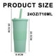 thumbnail image 2 of Vaso de plástico plano de 24 onzas, sin BPA, vaso reutilizable de gran tamaño con tapa y pajita., 2 of 5