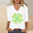 thumbnail image 2 of Diufon St Patrick's Day Shirts for Women Casual Plus Size Shamrock Printed 3/4 Sleeve V Neck Pullover Tops, 2 of 4
