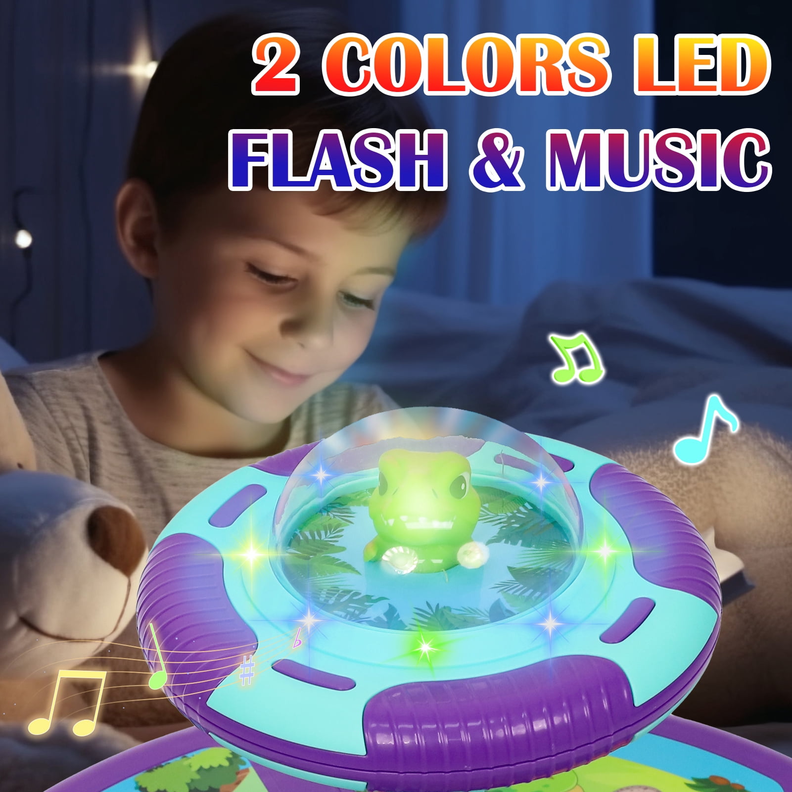 Wdmiya Dinosaur Sit and Spin Toys for Toddlers 1-4, 360° Spinning Seat Activity Toy with Light and Music, Christmas Birthday Gifts for Boys and Girls, Kids Twister Toy