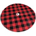 thumbnail image 1 of Christmas Tree Skirt Red and Blcak Check Traditional Decorations Holiday Tree Skirt, 1 of 4