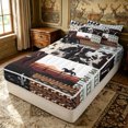 thumbnail image 3 of Erosebridal Western Cowboy Zipper Full Size Comforter Sets with Fitted Sheet and 2 Pillowcases for Women Men, Brown Tribal Abstract Print Zipper Bedding Set, Reversible, 4pcs, 3 of 7