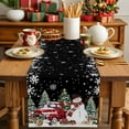 thumbnail image 4 of Black Christmas Snowman Cotton Linen Table Runner for Dining Kitchen, Xmas Truck Tree Snowflake Wedding Outdoor Party Tablerunners Decoration, Dresser Scarf Coffee Tablecloth Runners 18x72 Inches, 4 of 9