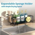 thumbnail image 5 of Extra Large Extendable Sponge Holder for Kitchen Sink, Rustproof Sink Caddy Organizer with High Brush Holder, Dish Soap Dispenser Organizers and Storage (Black), 5 of 6