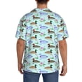 thumbnail image 3 of Rateoe Mallard Duck Of Lotus Flowers Print Mens Front Pocket Hawaiian Shirts Casual Shirts Short Sleeve Button Down Beach Tropical Shirts-3X-Large, 3 of 5