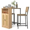 thumbnail image 1 of Gymax Ensemble de 3 Pcs Table de Bar et Chaises avec 2 Tabourets de Bar et Dossiers d'Étagères de Rangement, 1 of 10