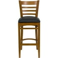 thumbnail image 6 of Emma + Oliver Ladder Back Cherry Wood Barstool, Black Vinyl Seat, 6 of 7