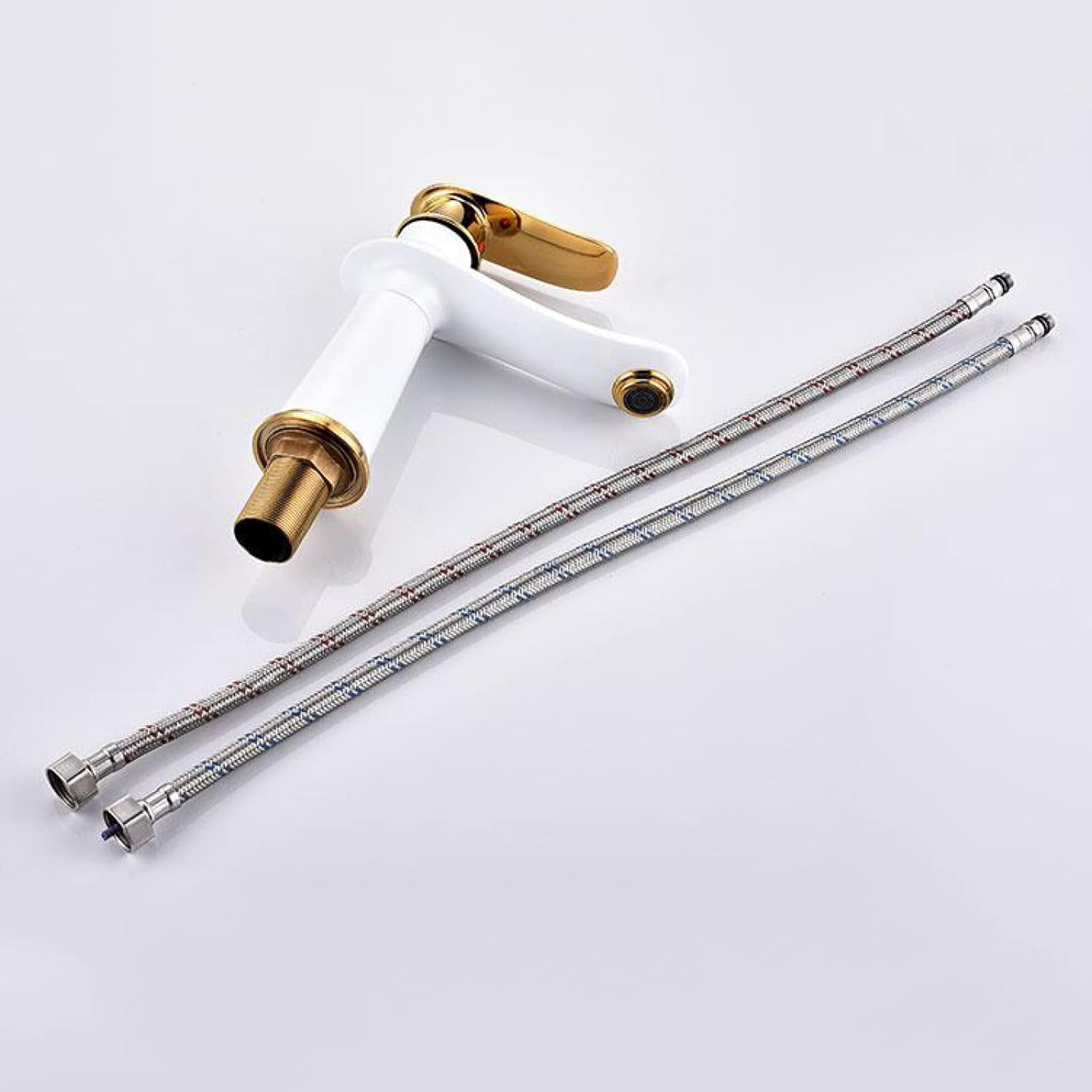 Vintage Sink Faucet Bathroom, Brass Bathroom Faucet, Sink Faucet Hot and Cold Mix Tap, Single Handle Bathroom Sink Faucet, White Gold, High