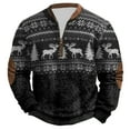 thumbnail image 5 of Mens Christmas Quarter Zip Pullover Hoodless Sweatshirt Long Sleeve Crewneck Thermal Lined Winter Warm Top, 5 of 5