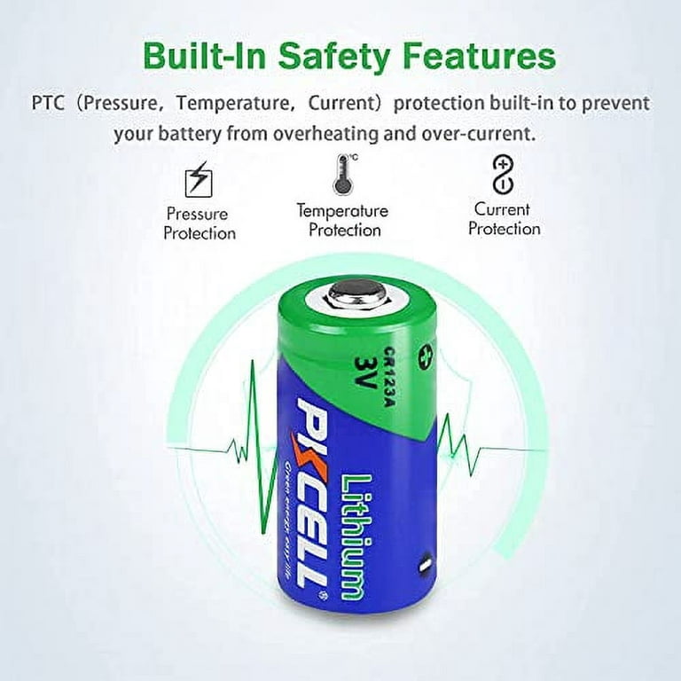 Pile CR123A Lithium Batterie 3V 1500mAh Non Rechargeable pour  Caméras,Appareil Photo,Détecteur Alarme,Lot de 2,PKCELL : :  High-Tech