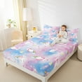thumbnail image 4 of Castle Fairy Cute Animal Bow Cats Twin Sheet Sets 3pcs for Preppy Children Kids,Dreamy Princess Twin Fitted Sheet Microfiber,Kawaii Gradient Rainbow Breathable Flat Sheet,Breathable Home Decor, 4 of 7