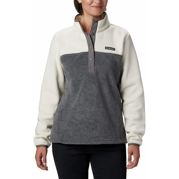 Columbia Womens Benton Springs Half Snap Pullover City Grey Heather/Chalk X-Large Petite
