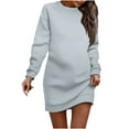 thumbnail image 2 of Sentmoon Beach Dresses for Women 2025 Vacation Long Sleeve Crew Neck Womens Fall Dresses Solid Color Loose Stretchy Plus Size Woman Dress Streetwear for Bookstore Visit XXL, 2 of 5