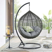 Modway Garner Teardrop Outdoor Patio Swing Chair in Gray Gray