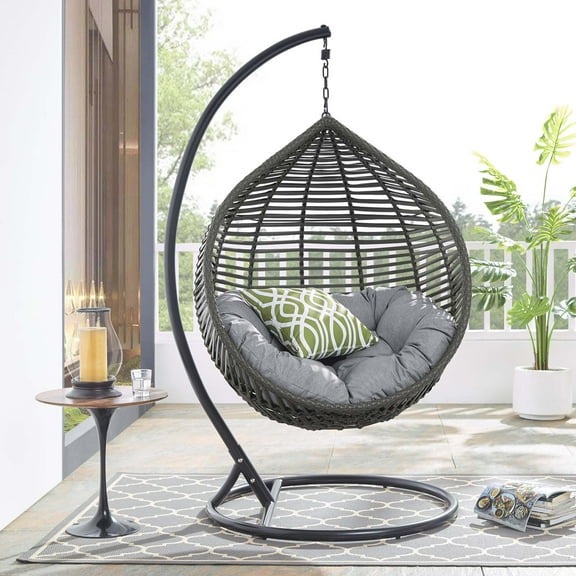 Modway Garner Teardrop Outdoor Patio Swing Chair in Gray Gray