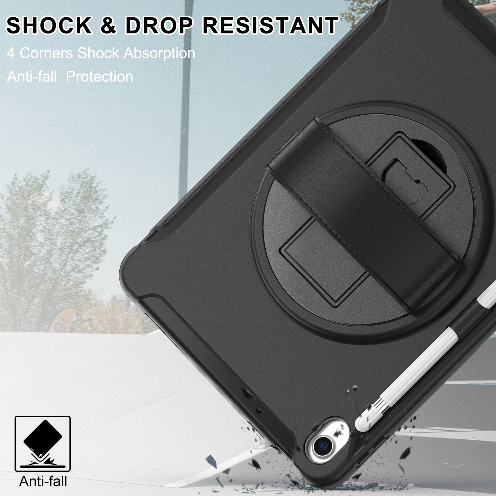 Allytechgroup Case for Apple iPad 11th Gen 11" 2025/ iPad 10th Gen 10.9" 2022, Build-in Pencil Holder Rotaing Stand Heavy Duty Shockproof Kids Friendly Hand Strap Tablet Cover for iPad 11/ iPad 10