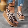 thumbnail image 4 of Dakaela Women's Wedge Platform Sandals 2.75 Inch Open Toe Slingback Espadrille Comfortable Leopard Cork Heeled Summer Beach Slides Shoes Size 6-10, 4 of 6