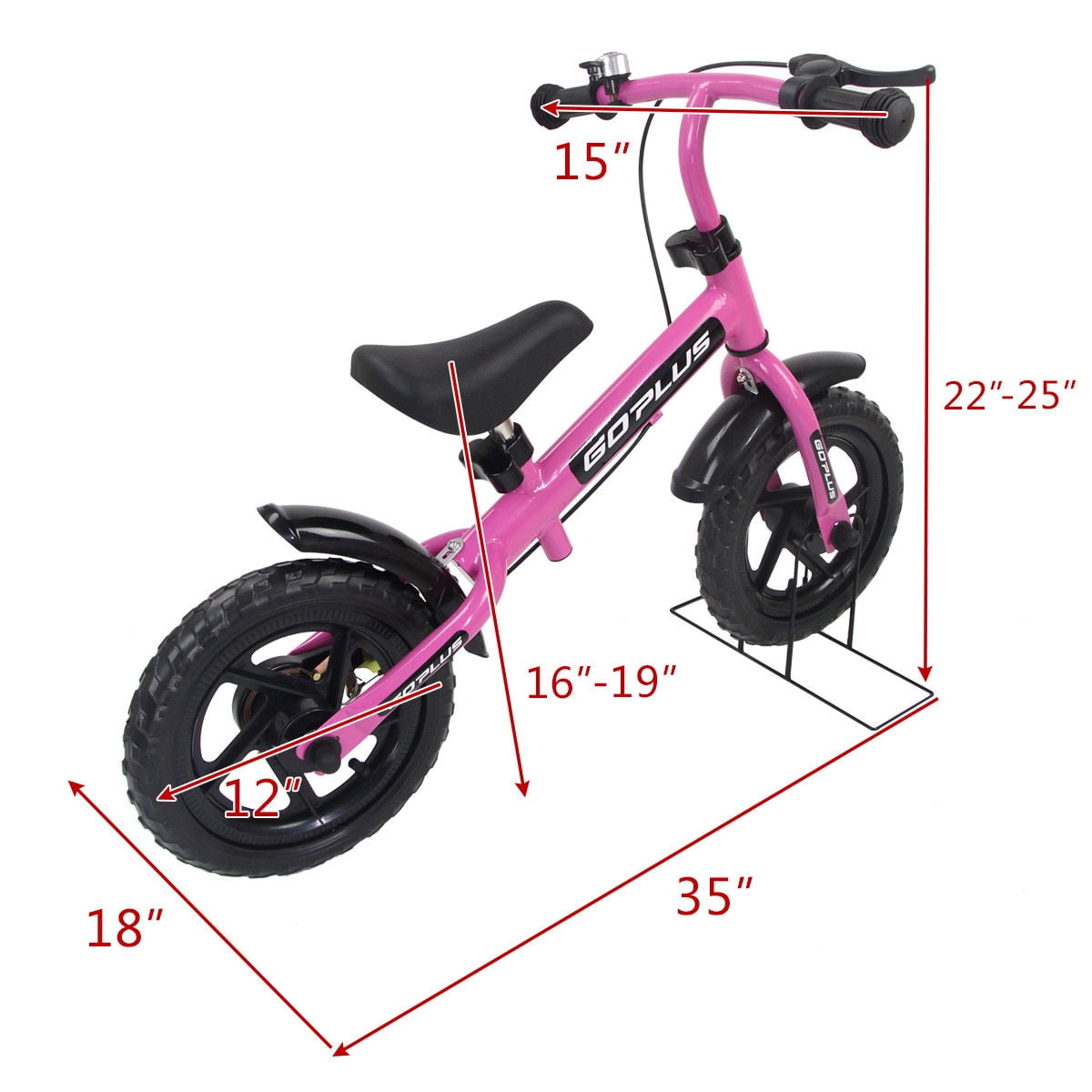 Goplus 12 Pink Kids Balance Bike Children Boys Girls with Brakes and Bell Exercise Walmart