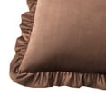 thumbnail image 3 of My Texas House 20 in x 20 in Brown Velvet Ruffle Decorative Pillow, 3 of 5