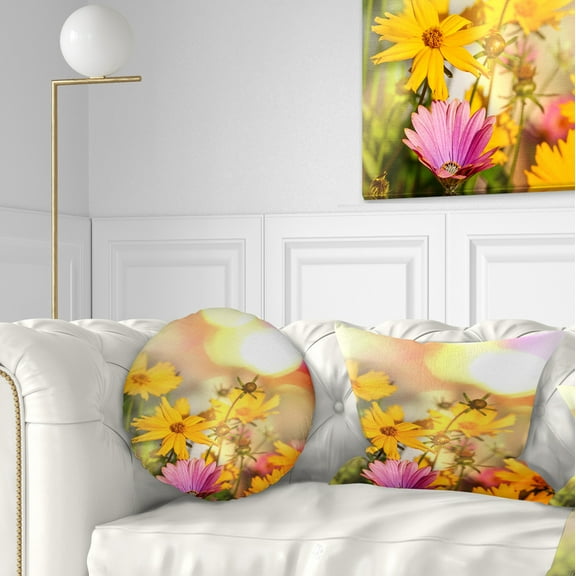 Designart 12" x 20" Yellow Polyester Throw Pillow