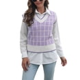 thumbnail image 3 of Chaleco De Suéter Para Mujer, Suéter Sin Mangas A Cuadros Lavable A Máquina De Tela De Poliéster Informal Suave De Punto De Moda Para El Trabajo Para El Otoño ANGGREK Otros, 3 of 7