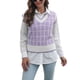 thumbnail image 1 of Chaleco de suéter para mujer suéter sin mangas a cuadros tejido de poliéster suave lavable a máquina informal de moda para citas de invierno ANGGREK Otros, 1 of 7