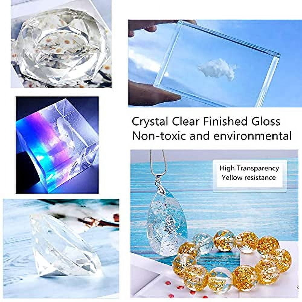 UV Resin Lamp Included-10 Pcs 30ML Upgrade I Minute Quick Cure! Hard Type Crystal Clear Epoxy Resin, UV Glue Ultraviolet Curing, Solar Cure Sunlight Activated Resin Clear Adhesive Glue +4Pairs Glove