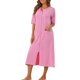 thumbnail image 4 of INSPIRE CHIC Bata de mujer con cremallera de manga larga, ropa de casa midi con bolsillos, vestido de noche S Rosa, 4 of 5
