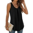 thumbnail image 4 of QUINDOS Womens Tops Ribbed Summer Black Fashion Solid Sleeveless Vest T-shirt Blouse Round Neck Casual Tops Womens Tank Tops, 4 of 8