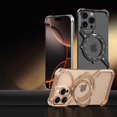 thumbnail image 2 of Frameless Magnetic Case for iPhone 15 Pro Max with Stand, Compatible with MagSafe, Ring Kickstand Bezel Less Minimalist Heat Dissipation Slim Shockproof Metal Bumper Case - Gold, 2 of 6