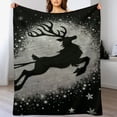 thumbnail image 3 of nygtbtfer Winter Decorative Throw Blanket: Soft Comfy Fleece Navy Blue Velvet Plush with Gold Woodland Deer and Trees, Accent for Sofa Couch Bed Chair Dorm, 3 of 6
